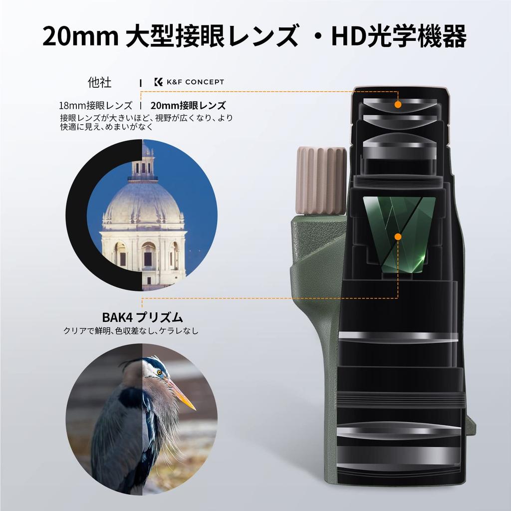 Concept Monocular 12x High Magnification Camera Tripod Connection Interface Ultra Clear Telescope Lens Compatible with Glasses High Grade Prism Bak4