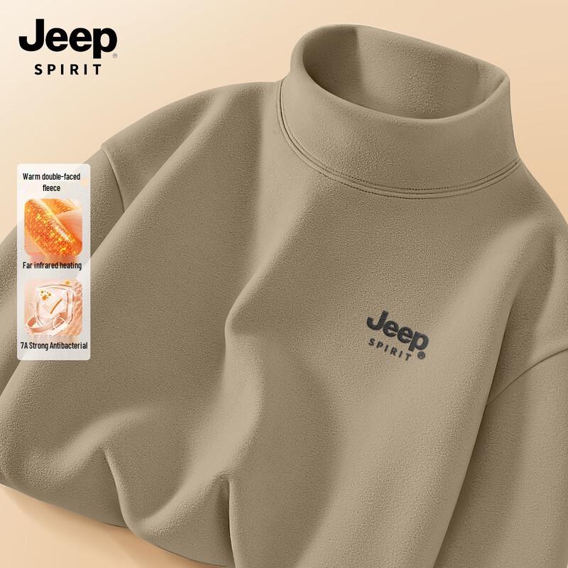 JEEP SPIRIT Men's Half-Turtleneck Thermal Long-Sleeve Shirt