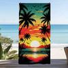 Buntes Meeres-Sonnenuntergang-Palmen-Silhouetten-Strandtuch, Leichtes schnelltrocknendes Handtuch für Reisen und Outdoor-Aktivitäten