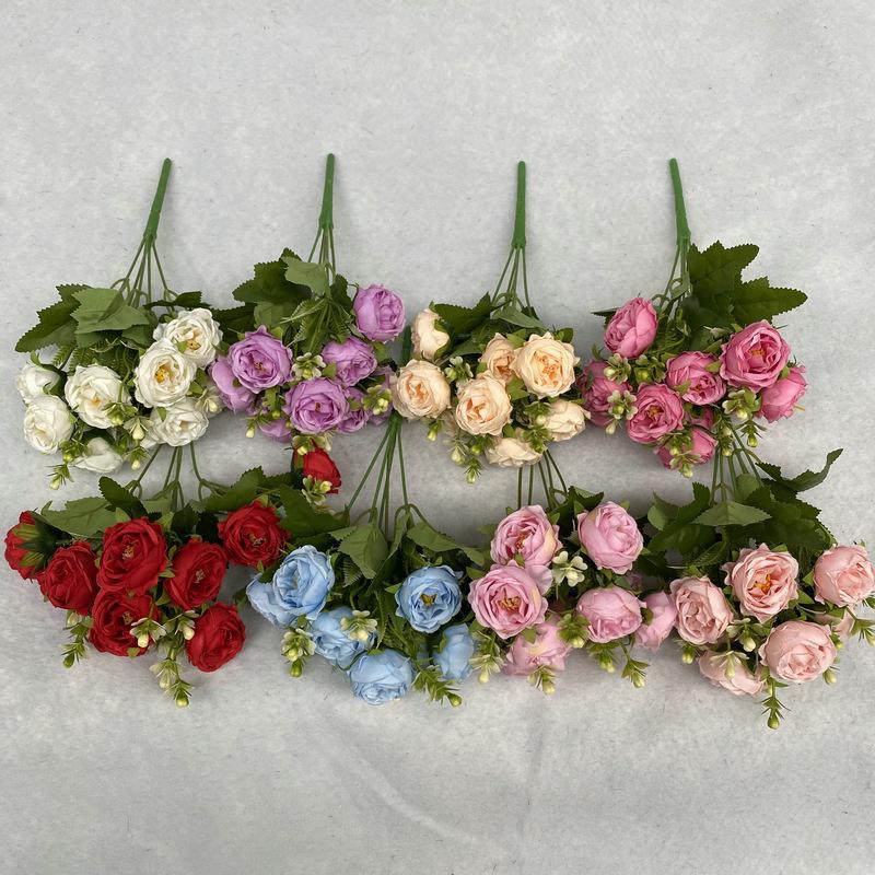 1Pc Simulated Brushed Cloth 5 Forks 10 Heads Single Baby's Breath Peony Flower, for Outdoor Wedding Arch Dining Table Home Decoration