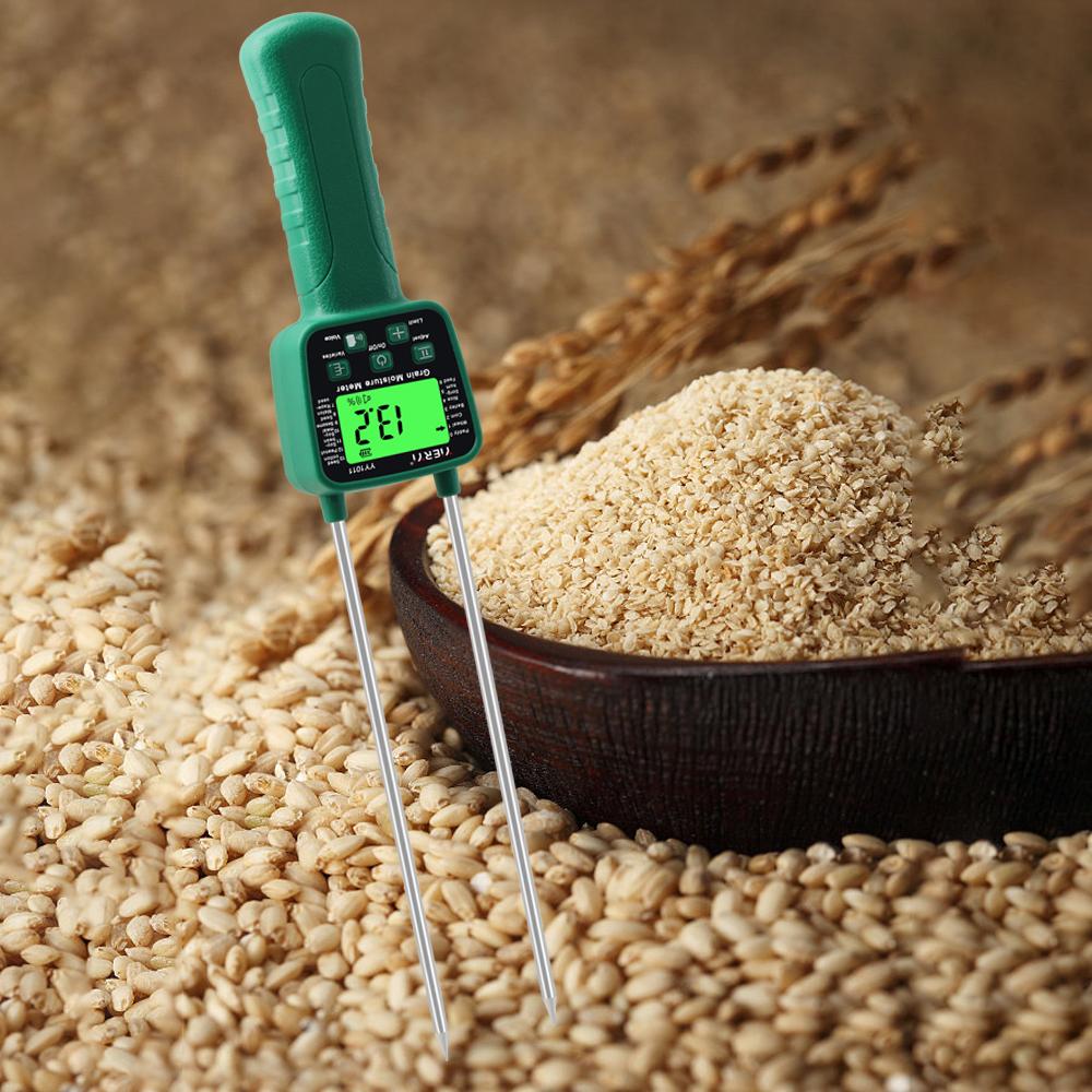 Digital Cereal 14 Hygrometer Kinds Grain Moisture Meter Voice Alarm Metal Probe High Sensitivity