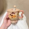 High-value Mug Ceramic Cup with Lid and Spoon Cute Drinking Cup Girls Office Coffee Breakfast Cup
