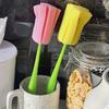 Glass Cleaning Brush Flower Household Cup Brush Long Handle Dish Scrubber Household Cleaning Tool For Wine Glass Travel Cup Pet
