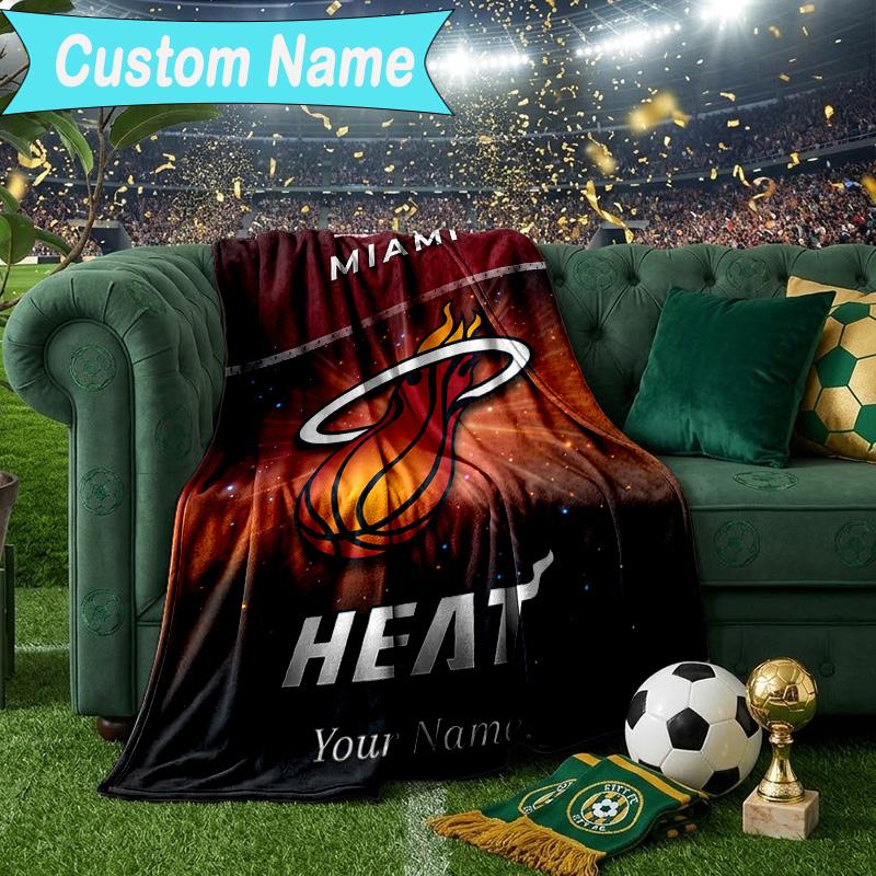 Custom Name Blanket Heat Team Logo Artwork Blanket Bedding Blanket for Travel, Camping, Living Rooms, Offices, Sofas, Fan Christmas gift