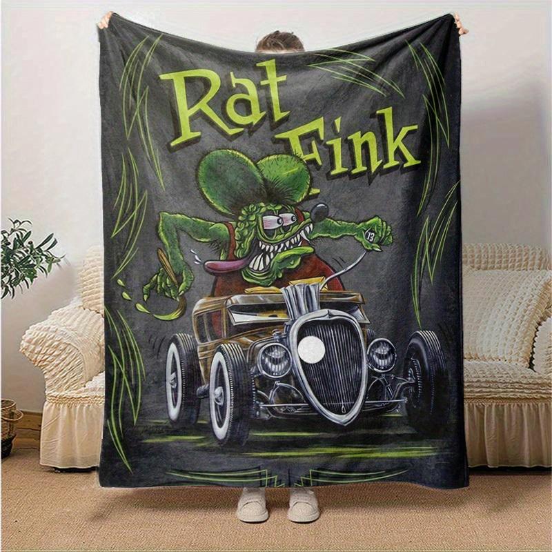 

1pc, Rat Fink Hot Rod Car Home Decor Blanket, Perfect for Couch, Bed, Travel, Camping, Office Nap, Beach, Gift IdeaB078 130x150cm