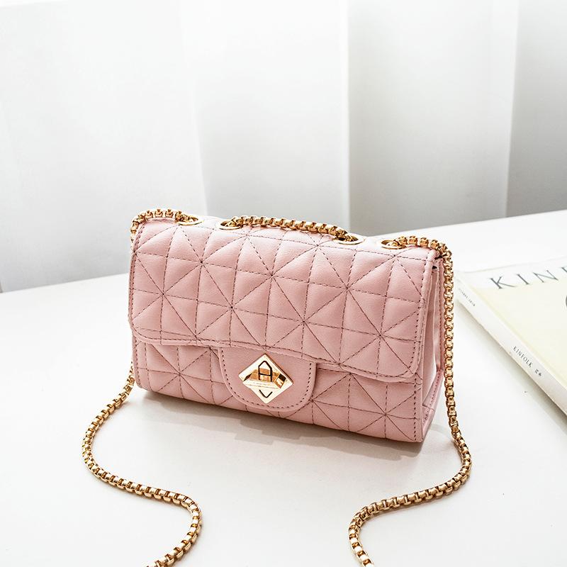 

Модная ромбовидная элегантная женская сумка через плечо с замком, универсальная цепочка, кроссбоди, косметичка розовый