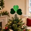 Soft Fabric Christmas Tree Top Ornament with Open Coil Base, Contrasting Green Leaves Styling, and Internal Iron Wire for Holiday Use
