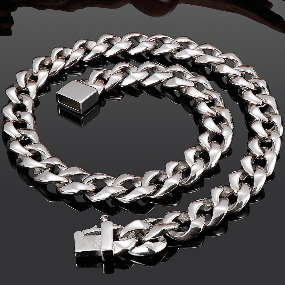 Massive Solid 316L Stainless Steel Necklace for Men High Polished 14/16MM Wide 55/60CM Long Cuban Link Chain Men's Necklaces Man