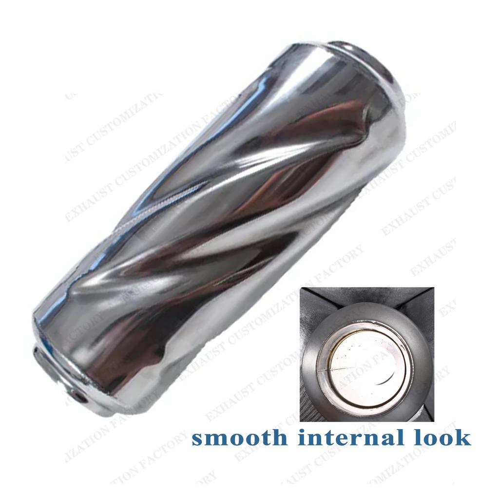 Performance Exhaust Resonator 63mm Inlet Outlet Muffler 304 Stainless Steel Spiral Surface Exhaust System DIY Car Accessories