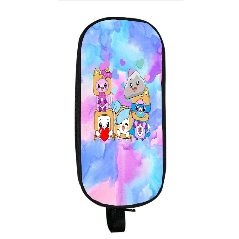 Lankybox Boxy And Foxy Robot Pencil Case Big Storage Box Portable Girls Pen Bag Double Layer School Pouch Kawaii Stationery Case