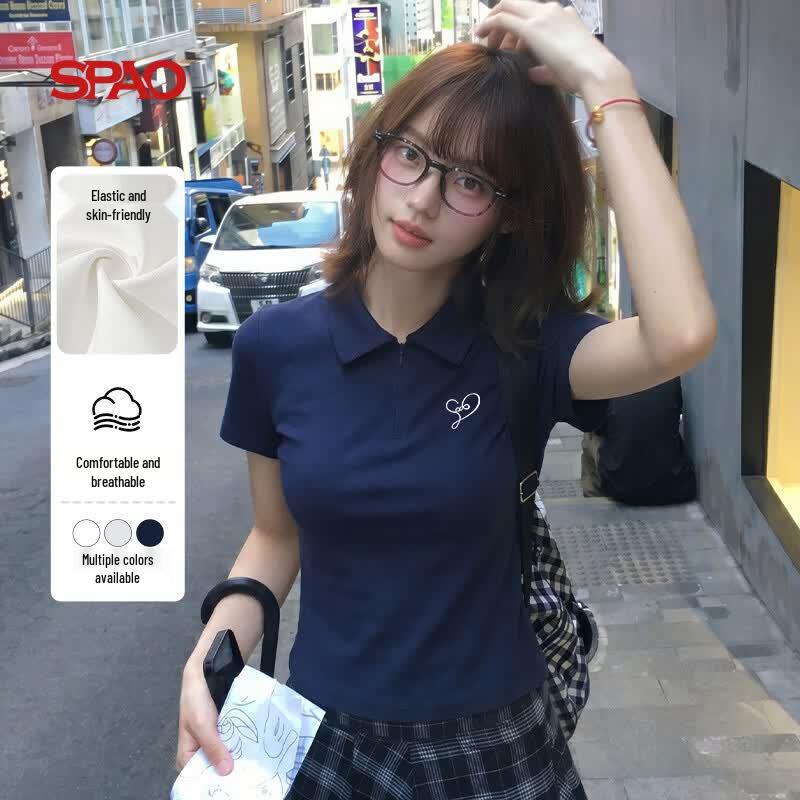 SPAO Women s Retro Slim-Fit Polo T-Shirt S