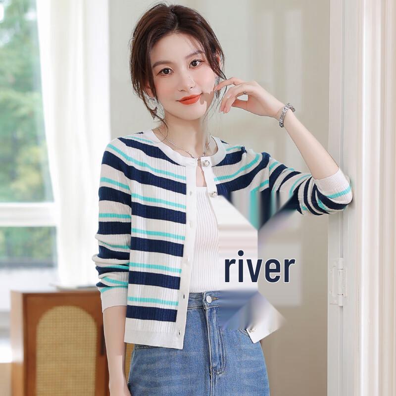 Yiliteng Women's Striped Knitted Cardigan