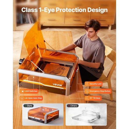 VEVOR Laser Engraver, 20W, Laser Engraving and Cutting Machine with Enclosure Camera, Laser Cutter, 400 X 400 Mm Working Area, 30000 Mm/min, for Wood