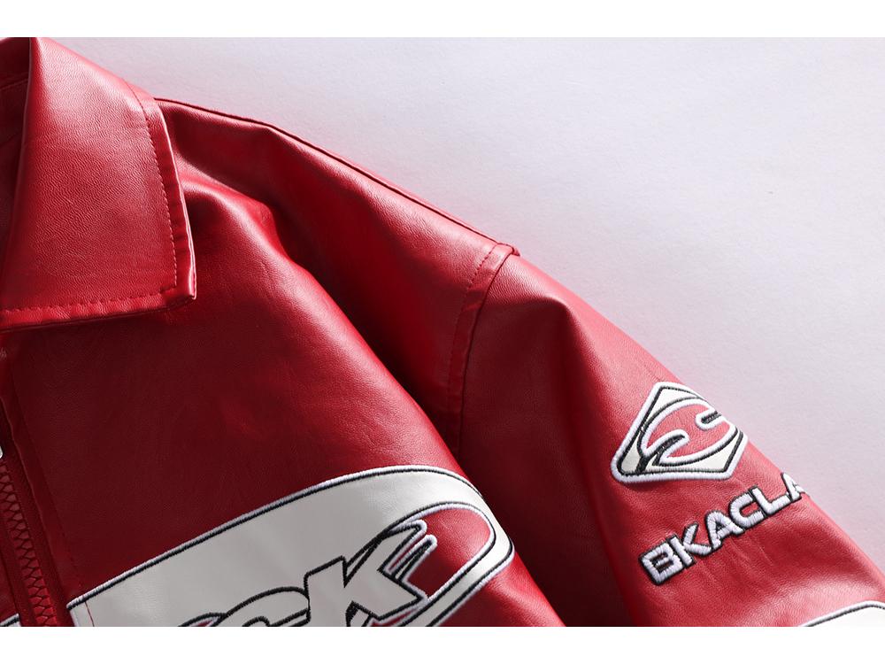 Men's American Racing Style Leather Jacket - Streetwear, Stand Collar, Cool Hip-Hop High Street Trend, Motorcycle Outerwear.