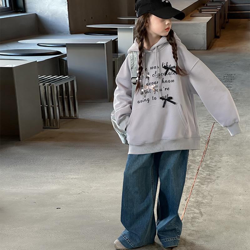Mädchen Sweatshirt mit Kapuze im koreanischen Stil - 2025 Frühling/Herbst Mode Pullover für ältere Kinder