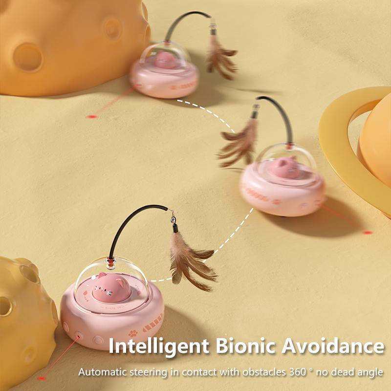 Smart Teaser Cat Toy Electric UFO Cat Teaser Stick With Bell Training Pet Toys Replaceable Feather Interactive Cat Supplies