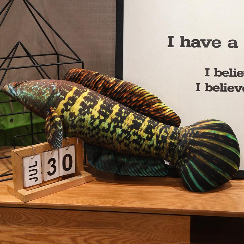 Simulated Piranha Torpedo Dragon Sea Bass Tilted Mouth Little White Rabbit Pillow Long Strip Cute Fish Plush Toy Doll