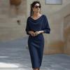 Women's Cowl Neck Bodycon Work Dress 3/4 Batwing Sleeve Stretch Office Church Pencil Dress Formal Party Cocktail Business Outfits