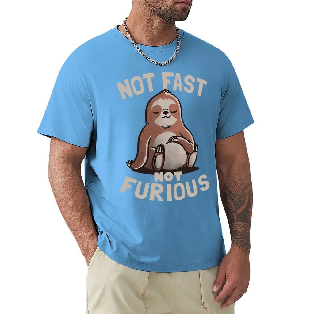 Not Fast Not Furious Kawaii Sloth Print Haine Bărbați Street Tricouri supradimensionate Bumbac respirabil Streetwear Creativitate Tricou