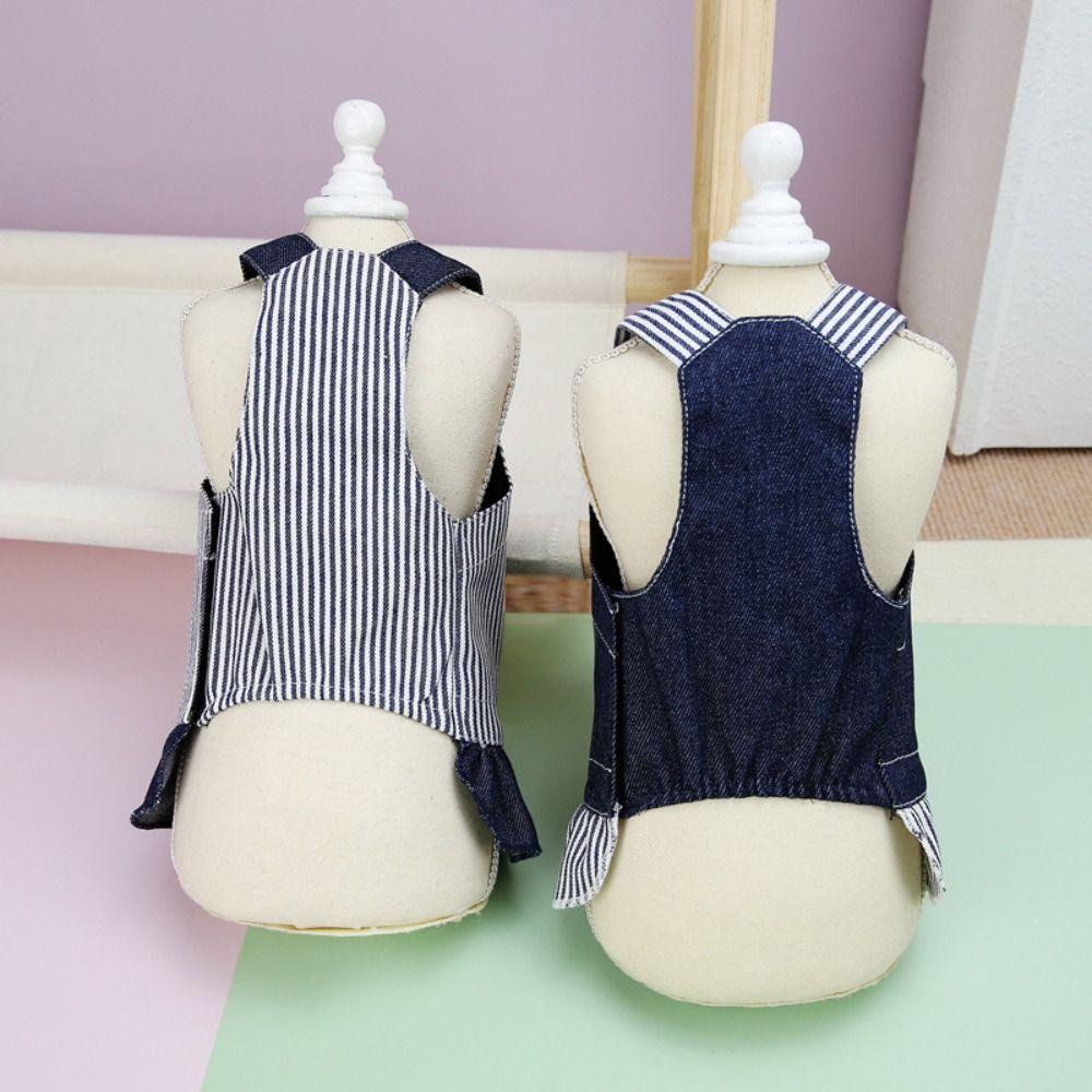 Soft Pet Bear Stripe Dress Cute Dog Vest Harness Fashion Pet Chest Strap  for Puppy Kittens