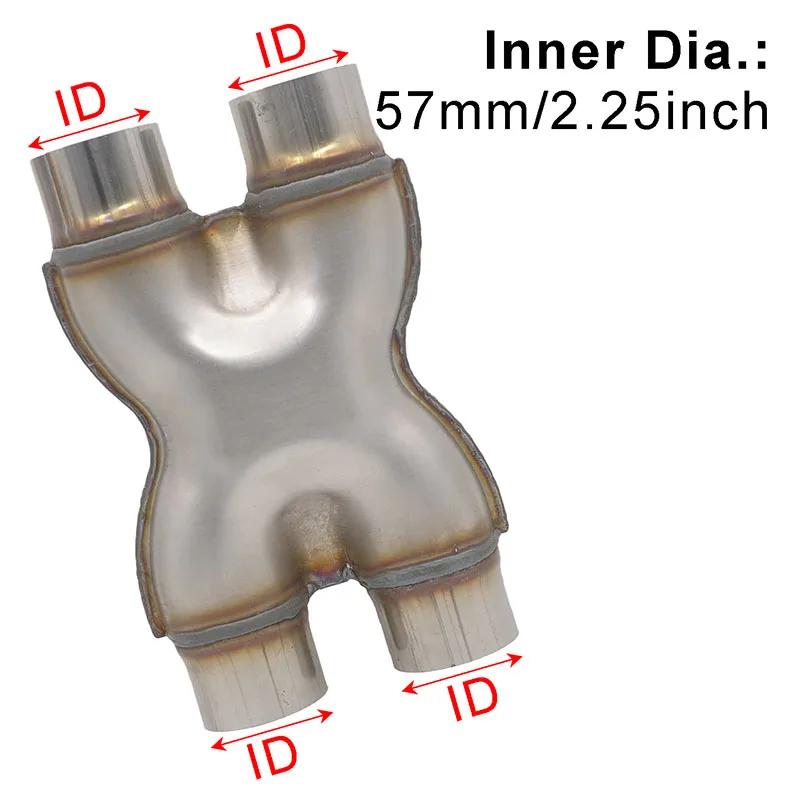 Carro 409 Tubo de escape de aço inoxidável modificado Y-tipo três vias HX Tubo de conexão de quatro vias 51 57 63 76MM