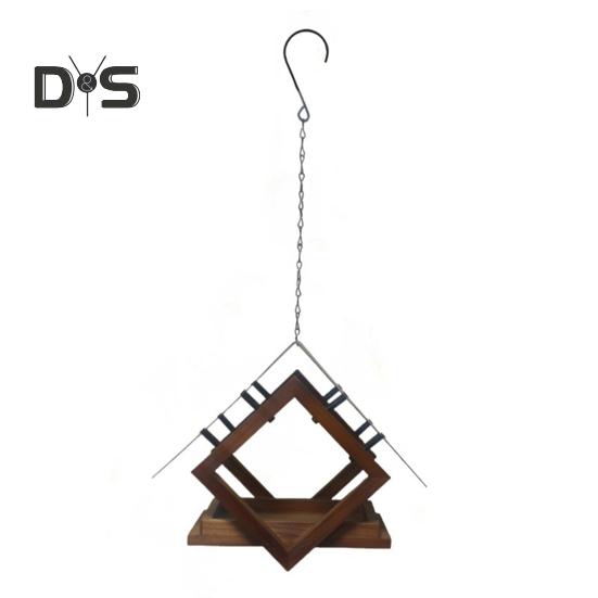 

Кормушки для птиц, подвесная деревянная кормушка для птиц с защитой от непогоды, металлическая крыша, домик для кормушки для диких птиц, декор для сада и двора чёрный