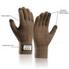 Winter Knitted Gloves Windproof Warm Thickened Plush Lined Touch Screen Cycling Driving Gloves Anti-Cold Outdoor Running Gloves