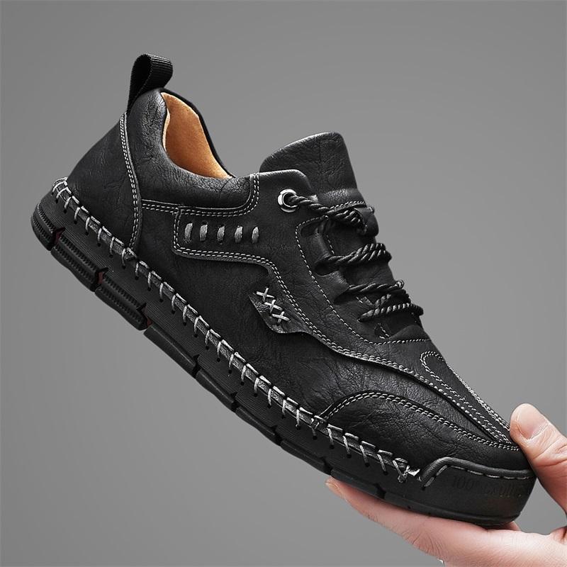 Hot Sale Soft Sole Lace-up Hiking Shoes Leisure Business Man Sneakers Lightweight Loafers Genuine Leather Casual Shoes Trainers
