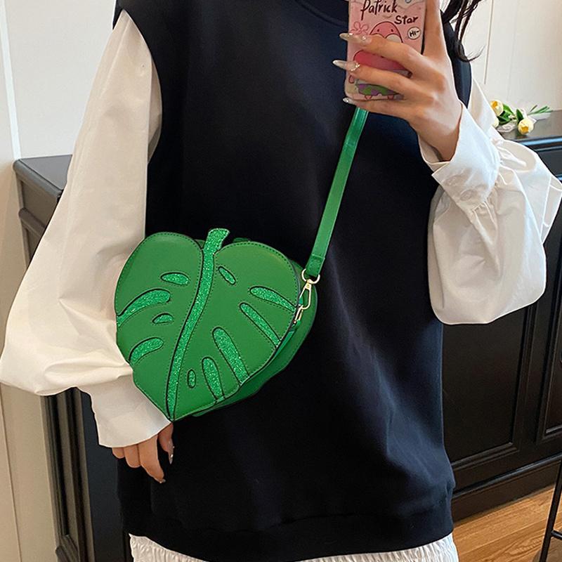 Leaf Shape Crossbody Bag Creative Brand Fashion Design Women Multiple Colors Elegant Mini Handbag Messenger Bag AVE