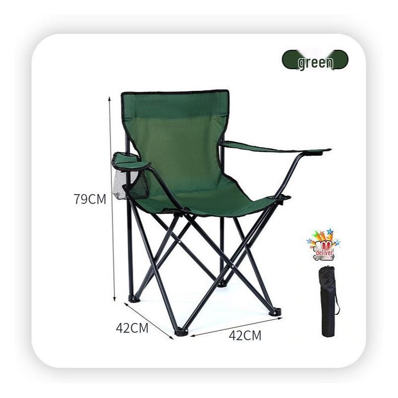 Outdoor Folding Chair with Armrests - Portable, Lightweight for Camping, Hiking, or Car Trips