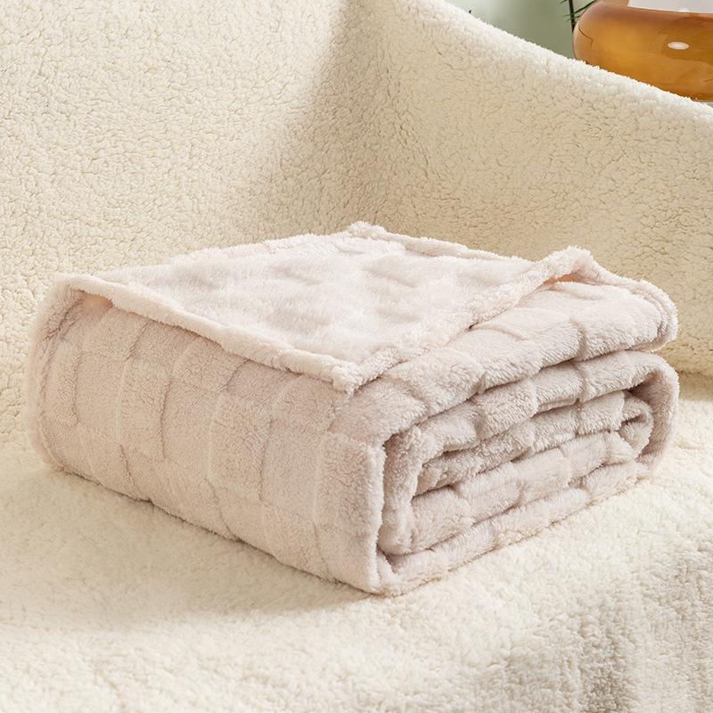 Soft Fluffy Checkerboard Sofa Cover: Taffeta Velvet & Cotton Jacquard Waffle Blanket