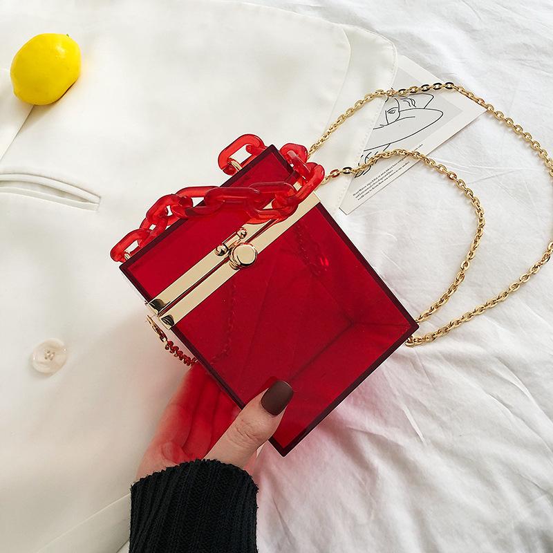 Women Bag Personalized Creative Women's Bag 2025 New Korean Version Acrylic Transparent Ins Chain Messenger Box Bag