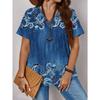 T-shirt Stampata con Fantasia Retrò alla Moda Larga a Maniche Corte Girocollo Versatile Comoda T-shirt da Donna Scollo a V