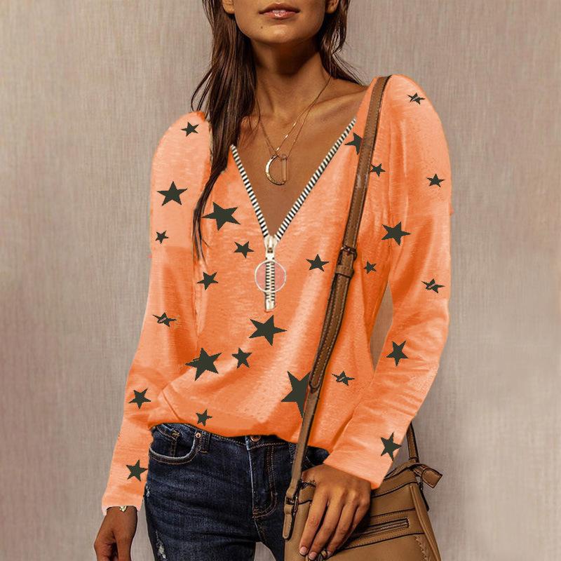 Star Pattern Women's Print Casual Long Sleeve Comfortable Cotton Shirt main image 1