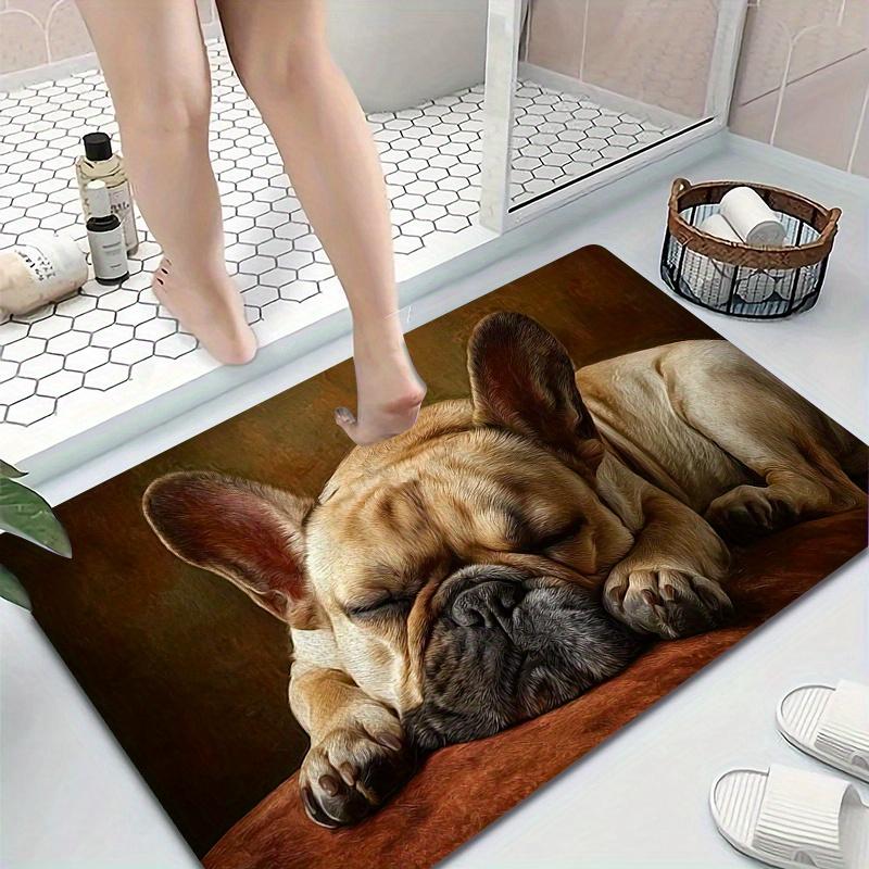 Waterproof Polyester Dog Print Bath Mat Rug Cute Puppy Design Bathroom Decor Accessory for Pet Lovers Household Gift Mat