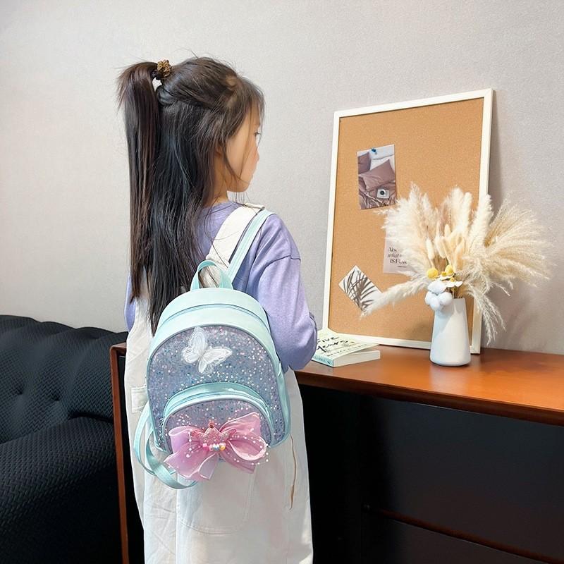 Prinzessinnen-Rucksack für Kinder mit Satin-Schmetterlingsschleife für die Schule und den Kindergarten