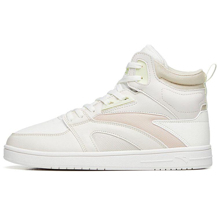 Anta Casual Slip Resistant Cushioning Abrasion Resistant High top Skateboard Shoes Women's Gray White Yellow 122238067-3