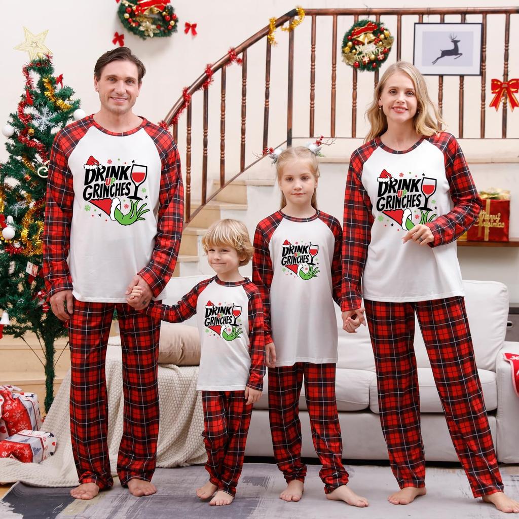Ensemble assorti de Noël pour la famille Hauts à manches longues + Pantalons Ensembles assortis pour la famille