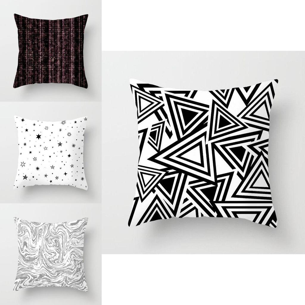 Stylish Geometric Cushion Cover With Dotted Grid And Triangular Patterns For Modern Decor