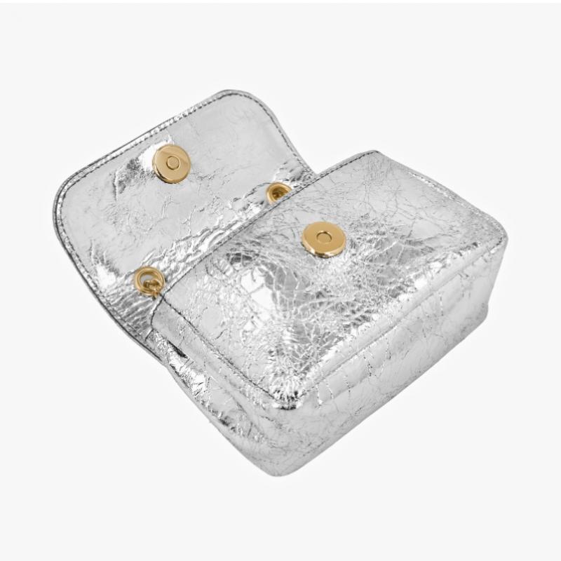 Vivienne Westwood Metallic Crinkle Small Pulse Chain Crossbody 5c01000bw L00a7 Q401