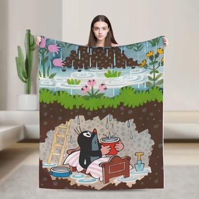 The Little Mole Blanket  Super Warm Funny Plush Bedding Throws For Couch Chair Camping Flannel Bedspread Bed Cover