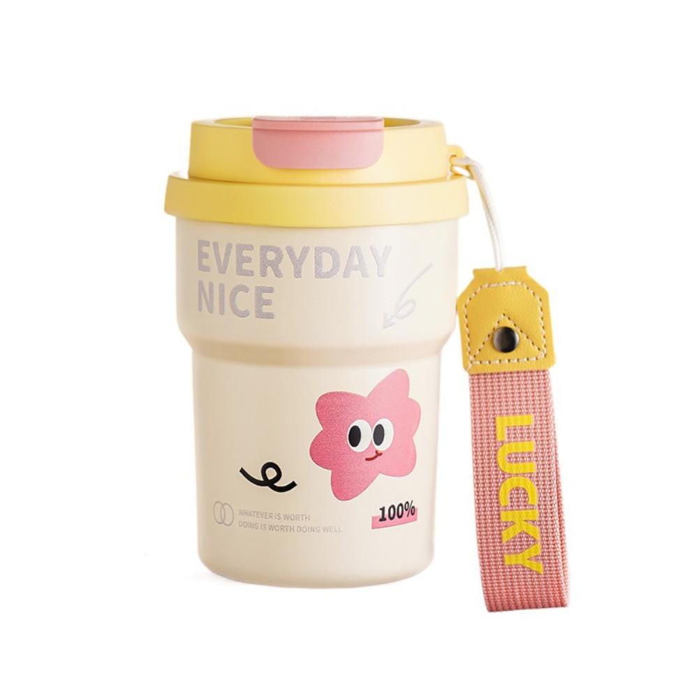 

Cartoon Pattern Insulated Bottle Stainless Steel Coffee Cup Portable High Value Water Cup Gym жёлтый