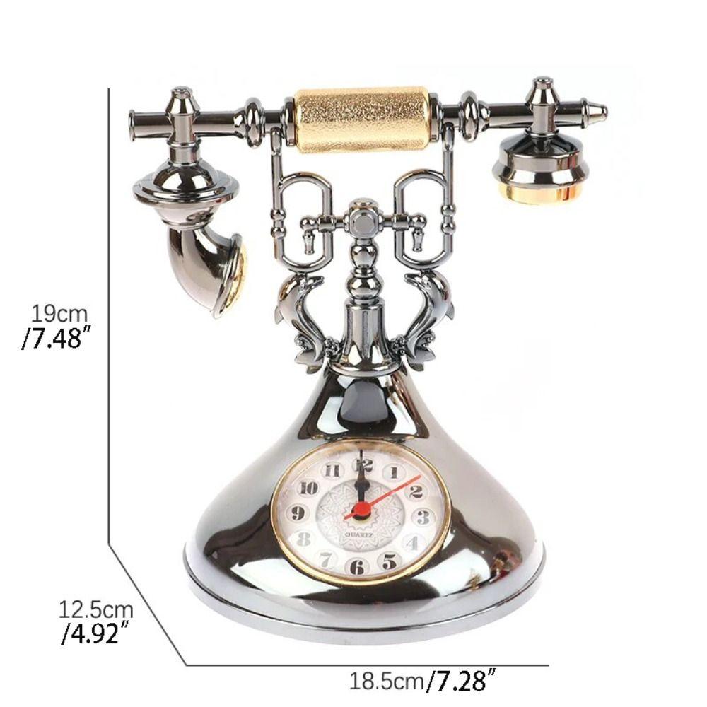 Handmade Telephone Clock Model Antique Telephone Clock Ornaments Simple Telephone Alarm Clock Home