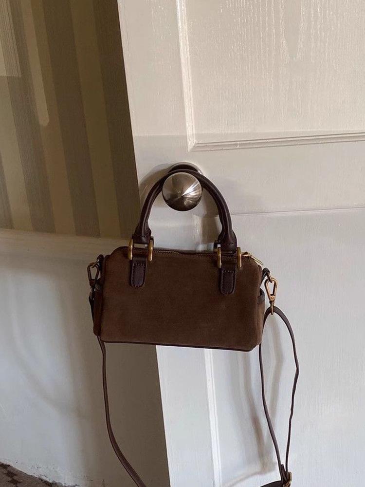 Autumn/Winter Retro Suede Boston Pillow Bag: Versatile Single-Shoulder Crossbody