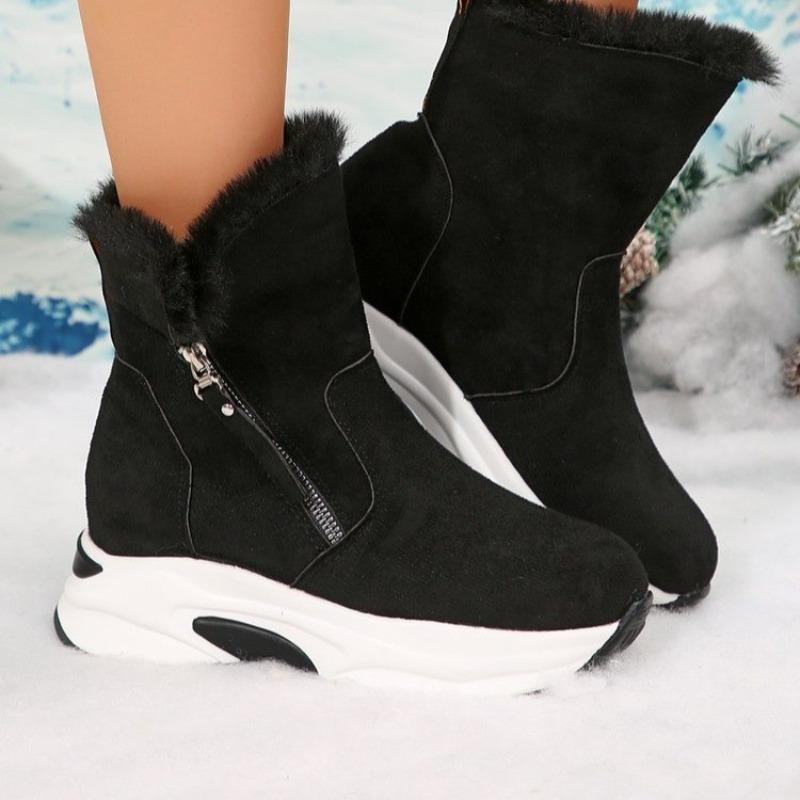 Warm thick-soled piled thickened snow boots women's new winter side zipper casual short boots