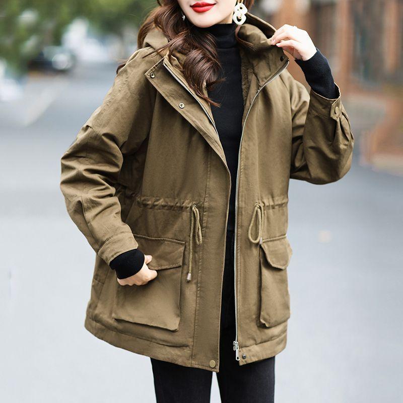 Chaqueta cortavientos de talla grande a la moda, abrigo con forro polar grueso para mujer, invierno