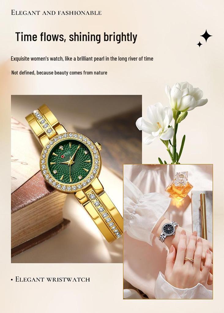 OFNS Douyin Women's Fashion Quartz Watch with Diamond Inlaid Mother-of-Pearl Dial and European-American Bracelet