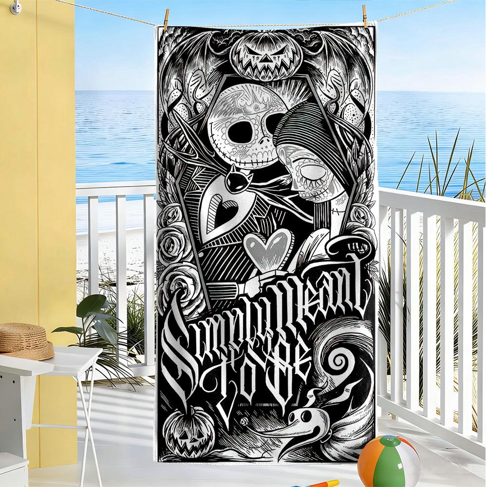 Christmas Nightmare Beach Towel Quick-Dry Soft Microfiber Comfortable Lightweight Perfect for Traveling Yoga Camping and Swimming