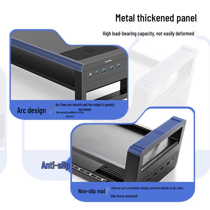 Luwei Double-Layer Monitor Riser Stand with Type-C Fast Charging