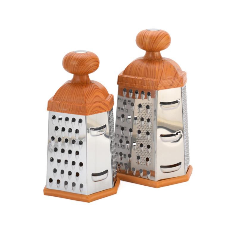 Kitchen multi-functional shredding artifact, potato slicer, six-sided vegetable planer, imitation wooden handle, melon fruit wiping silk, four-sided